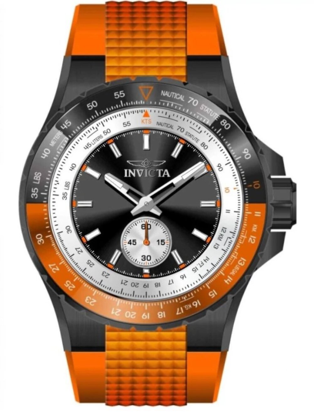 Invicta Aviator 49303 Men's 50mm Quartz Watch Orange Silicone Strap